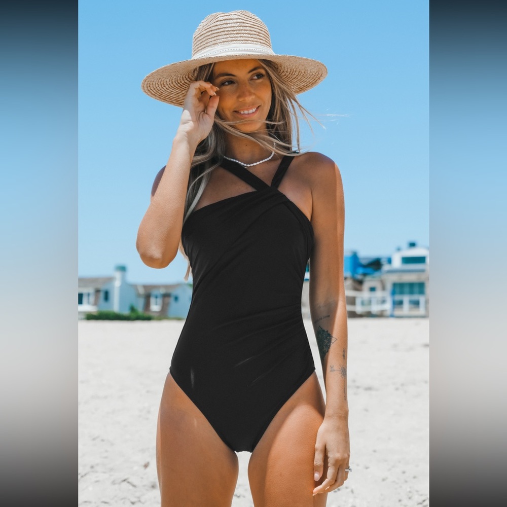 NWT CUPSHE Brazilian Obsession Asymmetrical Neck Tummy Control One Piece